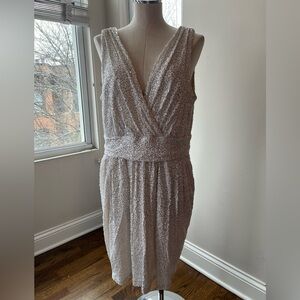 Badgley Mischka White Sequin Party Dress